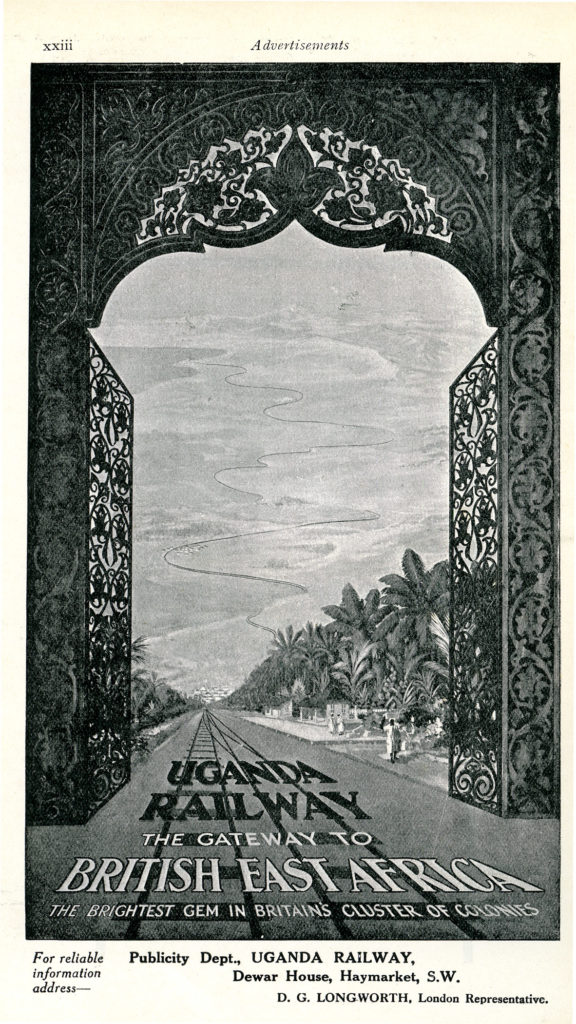 Railway ad showing an open gate